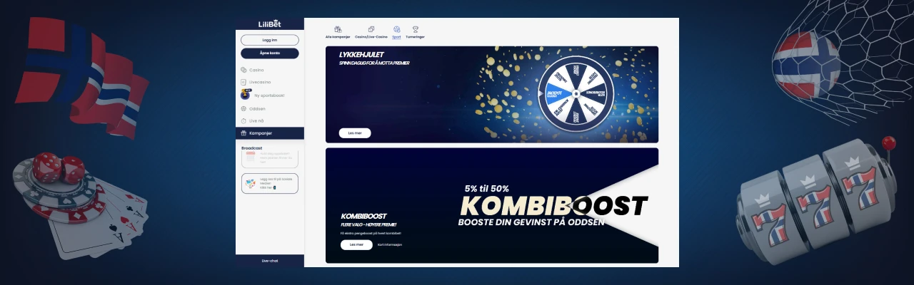 Typer sportbetting bonus hos lilibet