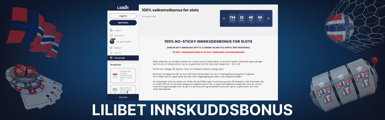 Vilkar for lilibet innskuddsbonus