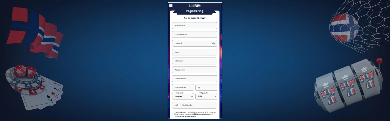 Lilibet casino registrerer